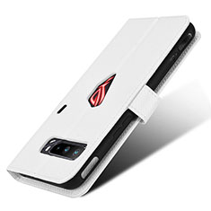 Custodia Portafoglio In Pelle Cover con Supporto BY1 per Asus ROG Phone 3 Strix ZS661KS Bianco