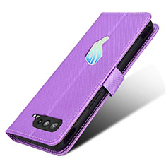 Custodia Portafoglio In Pelle Cover con Supporto BY1 per Asus ROG Phone 5 Pro Viola