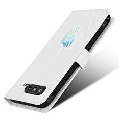 Custodia Portafoglio In Pelle Cover con Supporto BY1 per Asus ROG Phone 5s Pro Bianco