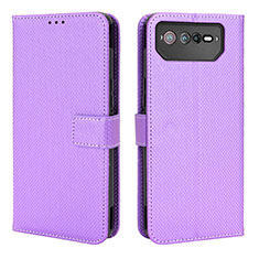 Custodia Portafoglio In Pelle Cover con Supporto BY1 per Asus ROG Phone 6 Pro Viola