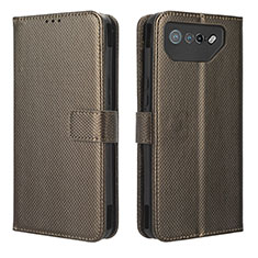 Custodia Portafoglio In Pelle Cover con Supporto BY1 per Asus ROG Phone 7 Pro Marrone