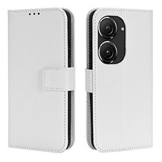 Custodia Portafoglio In Pelle Cover con Supporto BY1 per Asus ZenFone 10 Bianco