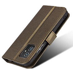 Custodia Portafoglio In Pelle Cover con Supporto BY1 per Asus Zenfone 8 ZS590KS Marrone