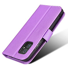 Custodia Portafoglio In Pelle Cover con Supporto BY1 per Asus Zenfone 8 ZS590KS Viola