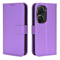 Custodia Portafoglio In Pelle Cover con Supporto BY1 per Asus Zenfone 9 Viola