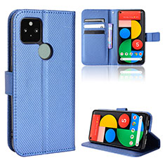 Custodia Portafoglio In Pelle Cover con Supporto BY1 per Google Pixel 5 Blu