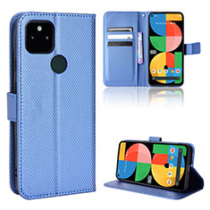 Custodia Portafoglio In Pelle Cover con Supporto BY1 per Google Pixel 5a 5G Blu