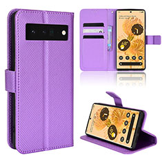 Custodia Portafoglio In Pelle Cover con Supporto BY1 per Google Pixel 6 Pro 5G Viola