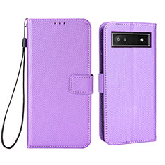 Custodia Portafoglio In Pelle Cover con Supporto BY1 per Google Pixel 6a 5G Viola