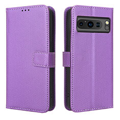 Custodia Portafoglio In Pelle Cover con Supporto BY1 per Google Pixel 8 Pro 5G Viola