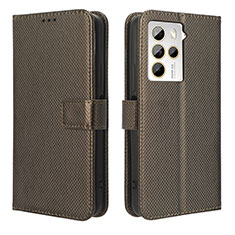 Custodia Portafoglio In Pelle Cover con Supporto BY1 per HTC U23 5G Marrone