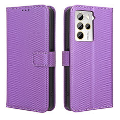 Custodia Portafoglio In Pelle Cover con Supporto BY1 per HTC U23 Pro 5G Viola