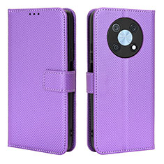 Custodia Portafoglio In Pelle Cover con Supporto BY1 per Huawei Enjoy 50 Pro Viola