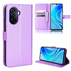 Custodia Portafoglio In Pelle Cover con Supporto BY1 per Huawei Enjoy 50 Viola