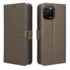 Custodia Portafoglio In Pelle Cover con Supporto BY1 per Huawei Enjoy 50z Marrone