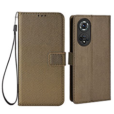 Custodia Portafoglio In Pelle Cover con Supporto BY1 per Huawei Honor 50 Pro 5G Marrone