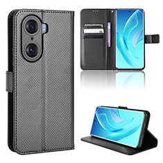 Custodia Portafoglio In Pelle Cover con Supporto BY1 per Huawei Honor 60 5G Nero