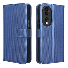 Custodia Portafoglio In Pelle Cover con Supporto BY1 per Huawei Honor 70 5G Blu