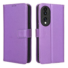 Custodia Portafoglio In Pelle Cover con Supporto BY1 per Huawei Honor 70 5G Viola