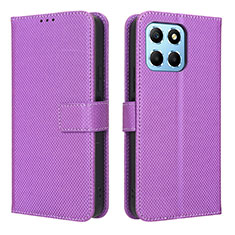 Custodia Portafoglio In Pelle Cover con Supporto BY1 per Huawei Honor 70 Lite 5G Viola