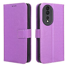 Custodia Portafoglio In Pelle Cover con Supporto BY1 per Huawei Honor 80 5G Viola