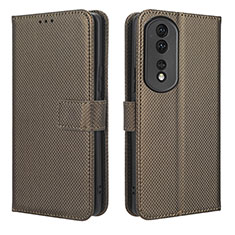 Custodia Portafoglio In Pelle Cover con Supporto BY1 per Huawei Honor 80 Pro Flat 5G Marrone