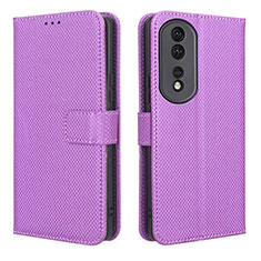 Custodia Portafoglio In Pelle Cover con Supporto BY1 per Huawei Honor 80 Pro Flat 5G Viola