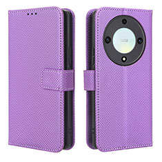 Custodia Portafoglio In Pelle Cover con Supporto BY1 per Huawei Honor Magic5 Lite 5G Viola