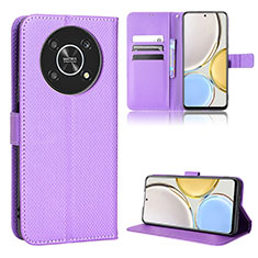 Custodia Portafoglio In Pelle Cover con Supporto BY1 per Huawei Honor X9 5G Viola