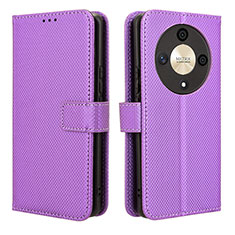 Custodia Portafoglio In Pelle Cover con Supporto BY1 per Huawei Honor X9b 5G Viola