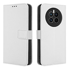 Custodia Portafoglio In Pelle Cover con Supporto BY1 per Huawei Mate 50 Bianco