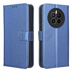 Custodia Portafoglio In Pelle Cover con Supporto BY1 per Huawei Mate 50 Blu