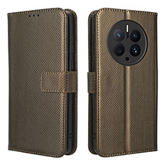 Custodia Portafoglio In Pelle Cover con Supporto BY1 per Huawei Mate 50 Pro Marrone