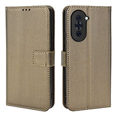 Custodia Portafoglio In Pelle Cover con Supporto BY1 per Huawei Nova 10 Marrone