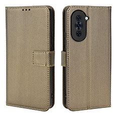 Custodia Portafoglio In Pelle Cover con Supporto BY1 per Huawei Nova 10 Pro Marrone