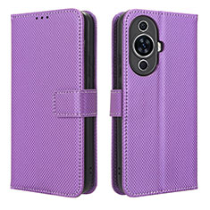 Custodia Portafoglio In Pelle Cover con Supporto BY1 per Huawei Nova 11 Viola