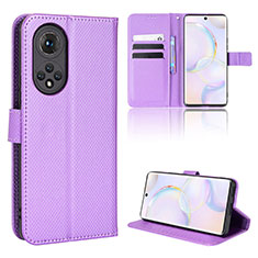 Custodia Portafoglio In Pelle Cover con Supporto BY1 per Huawei Nova 9 Viola