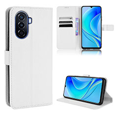 Custodia Portafoglio In Pelle Cover con Supporto BY1 per Huawei Nova Y70 Bianco