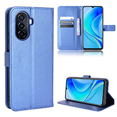 Custodia Portafoglio In Pelle Cover con Supporto BY1 per Huawei Nova Y70 Plus Blu