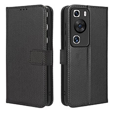 Custodia Portafoglio In Pelle Cover con Supporto BY1 per Huawei P60 Pro Nero