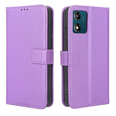 Custodia Portafoglio In Pelle Cover con Supporto BY1 per Motorola Moto E13 Viola