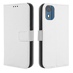 Custodia Portafoglio In Pelle Cover con Supporto BY1 per Nokia C02 Bianco