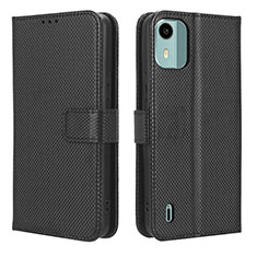 Custodia Portafoglio In Pelle Cover con Supporto BY1 per Nokia C12 Plus Nero