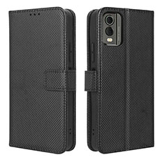 Custodia Portafoglio In Pelle Cover con Supporto BY1 per Nokia C210 Nero