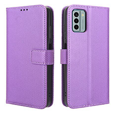 Custodia Portafoglio In Pelle Cover con Supporto BY1 per Nokia G22 Viola