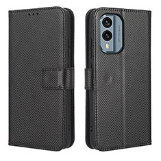 Custodia Portafoglio In Pelle Cover con Supporto BY1 per Nokia X30 5G Nero