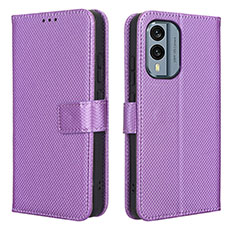 Custodia Portafoglio In Pelle Cover con Supporto BY1 per Nokia X30 5G Viola