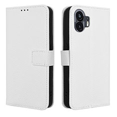 Custodia Portafoglio In Pelle Cover con Supporto BY1 per Nothing Phone 2 Bianco