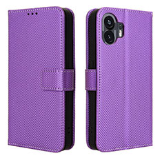 Custodia Portafoglio In Pelle Cover con Supporto BY1 per Nothing Phone 2 Viola