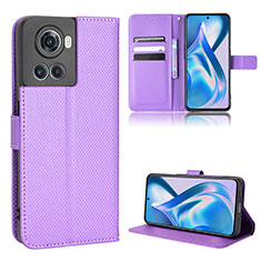 Custodia Portafoglio In Pelle Cover con Supporto BY1 per OnePlus 10R 5G Viola